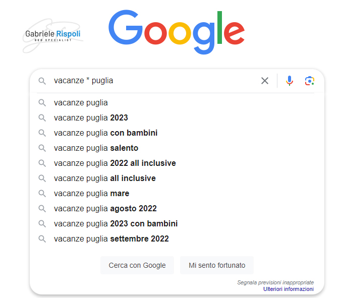 Google Suggest, ricerca personalizzata con carattere asterisco
